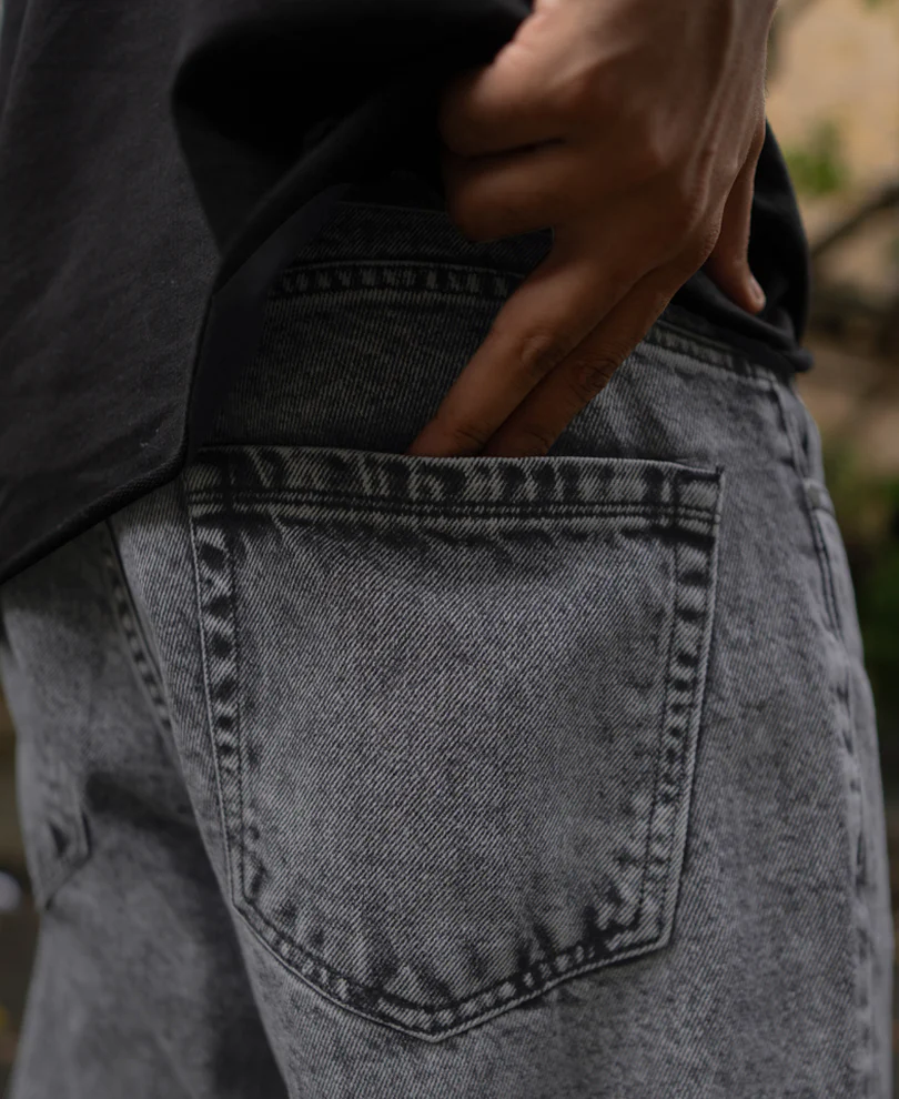 Dark Grey Baggy fit Denim Jeans 100% Cotton - Image 5