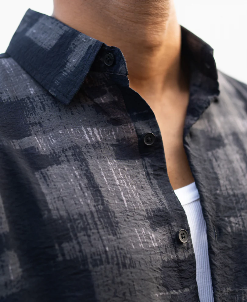 Dark Grey Printed Lightweight Shirt - Image 4