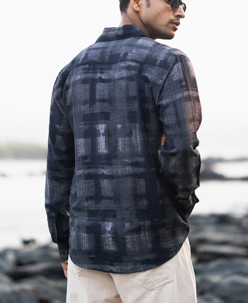 Dark Grey Printed Lightweight Shirt - Image 5