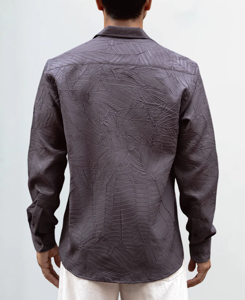 Dark Grey Regular Fit Full Sleeves Shirt - Image 4