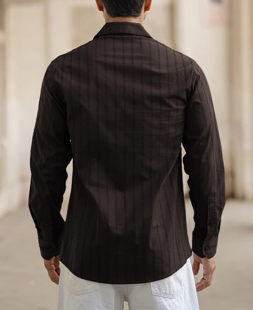 Dark Grey Structured Regular Fit Shirt 100% Cotton - Image 3