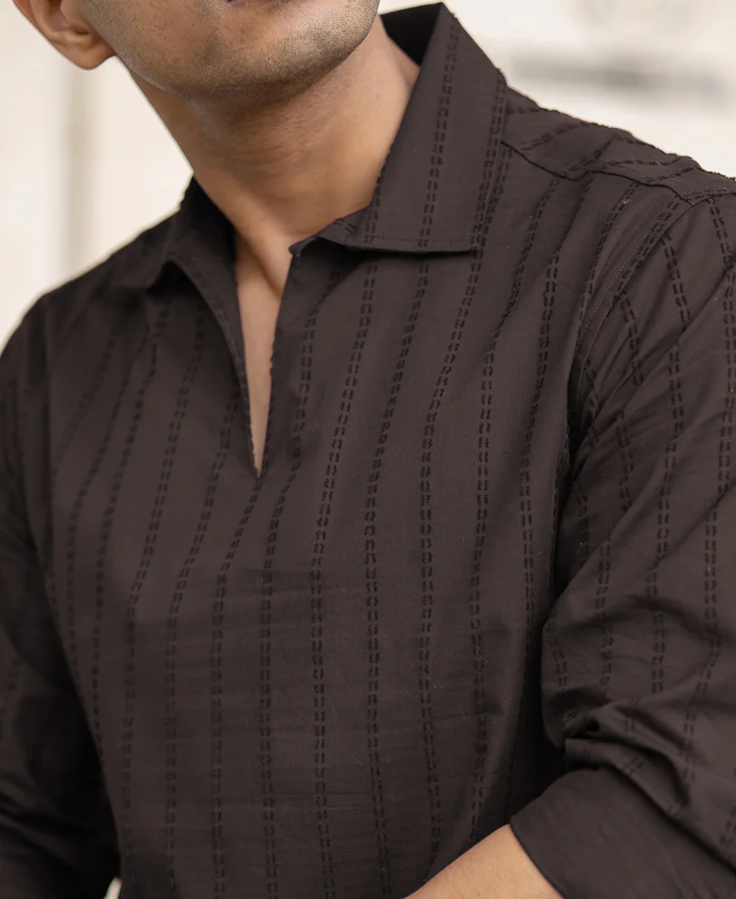 Dark Grey Structured Regular Fit Shirt 100% Cotton - Image 4