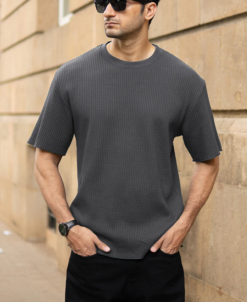 Dark Grey Structured T-Shirt - Image 3