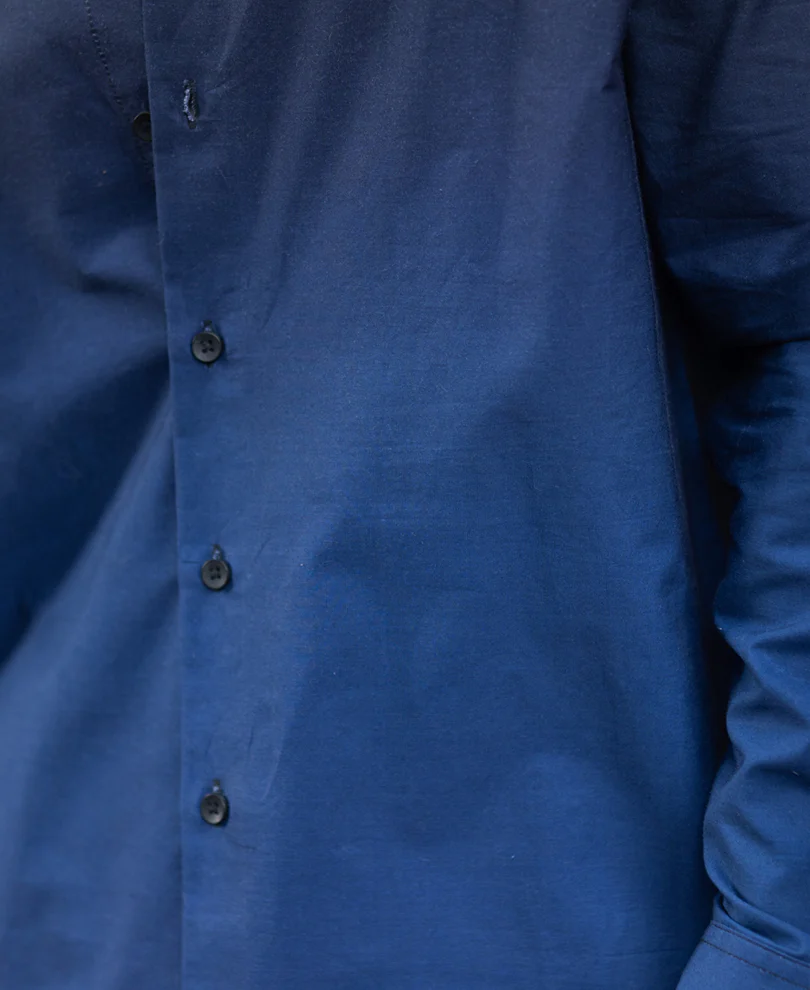 Dark Navy Ombre Print Shirt 100% Cotton - Image 5
