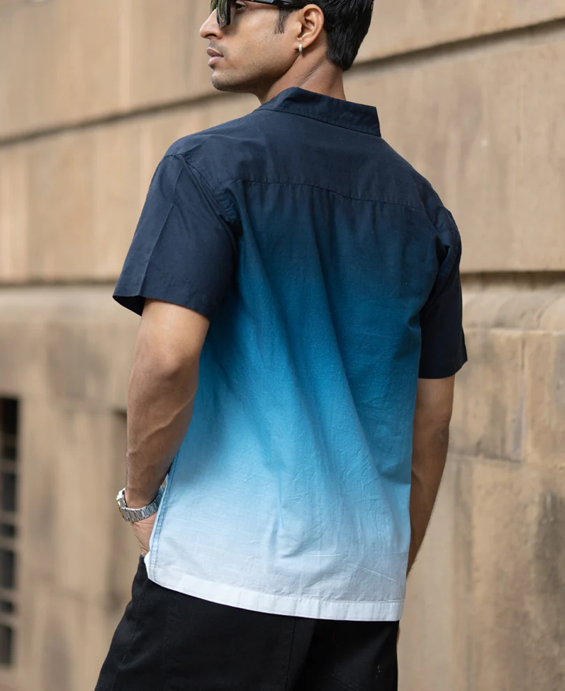 Dark Navy Ombre Shirt 100% Cotton - Image 5