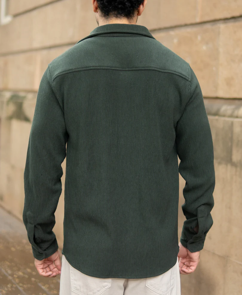 Dark Olive Knit Shirt With Pockets - Image 6