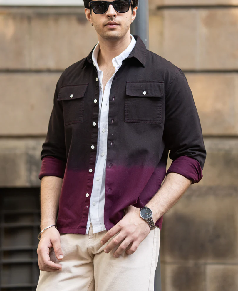 Dark Onion Ombre Cargo Shirt 100% Cotton - Image 2