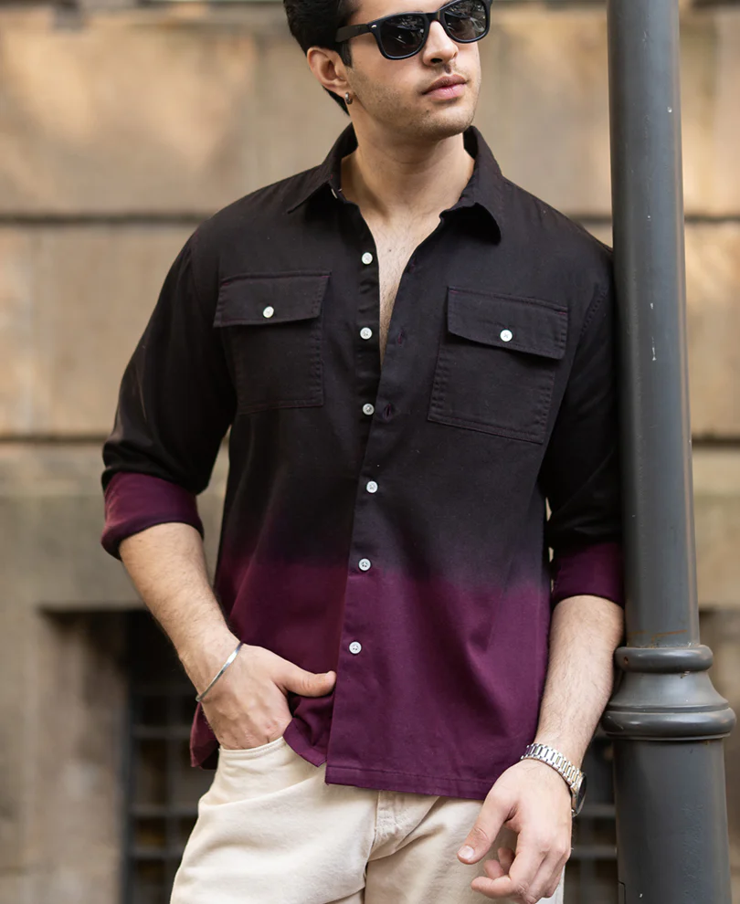 Dark Onion Ombre Cargo Shirt 100% Cotton - Image 3