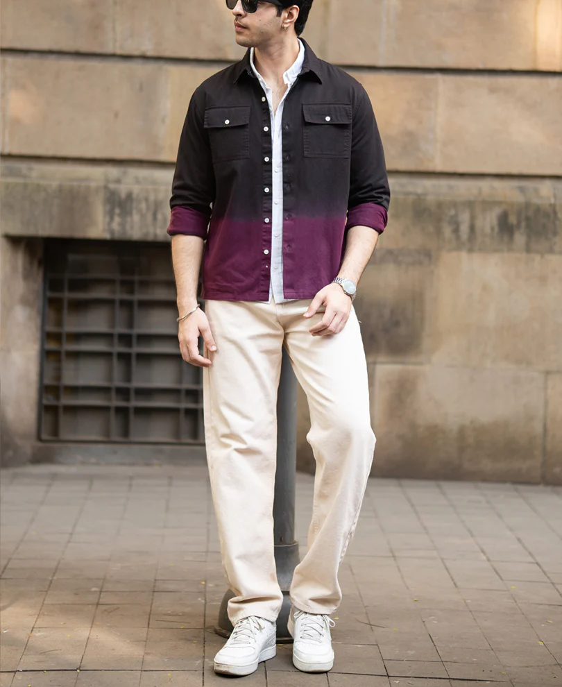 Dark Onion Ombre Cargo Shirt 100% Cotton - Image 6
