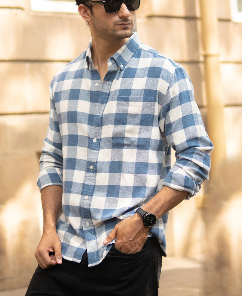 Dark Sky Checks Shirt 100% Cotton - Image 2