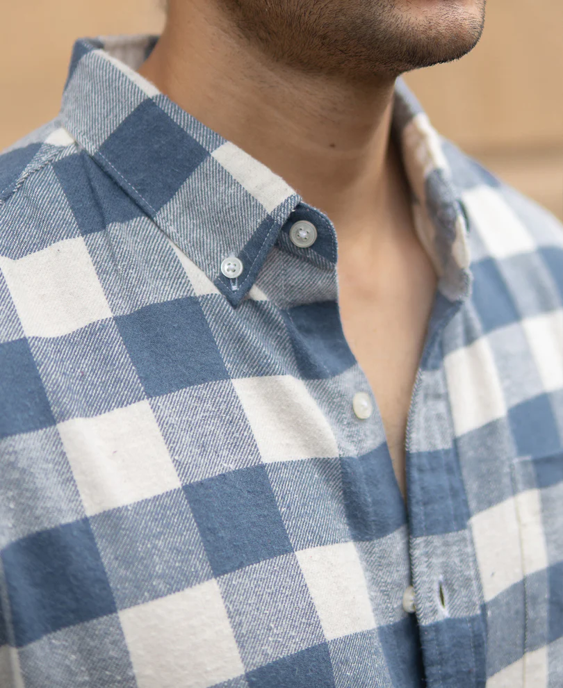 Dark Sky Checks Shirt 100% Cotton - Image 3