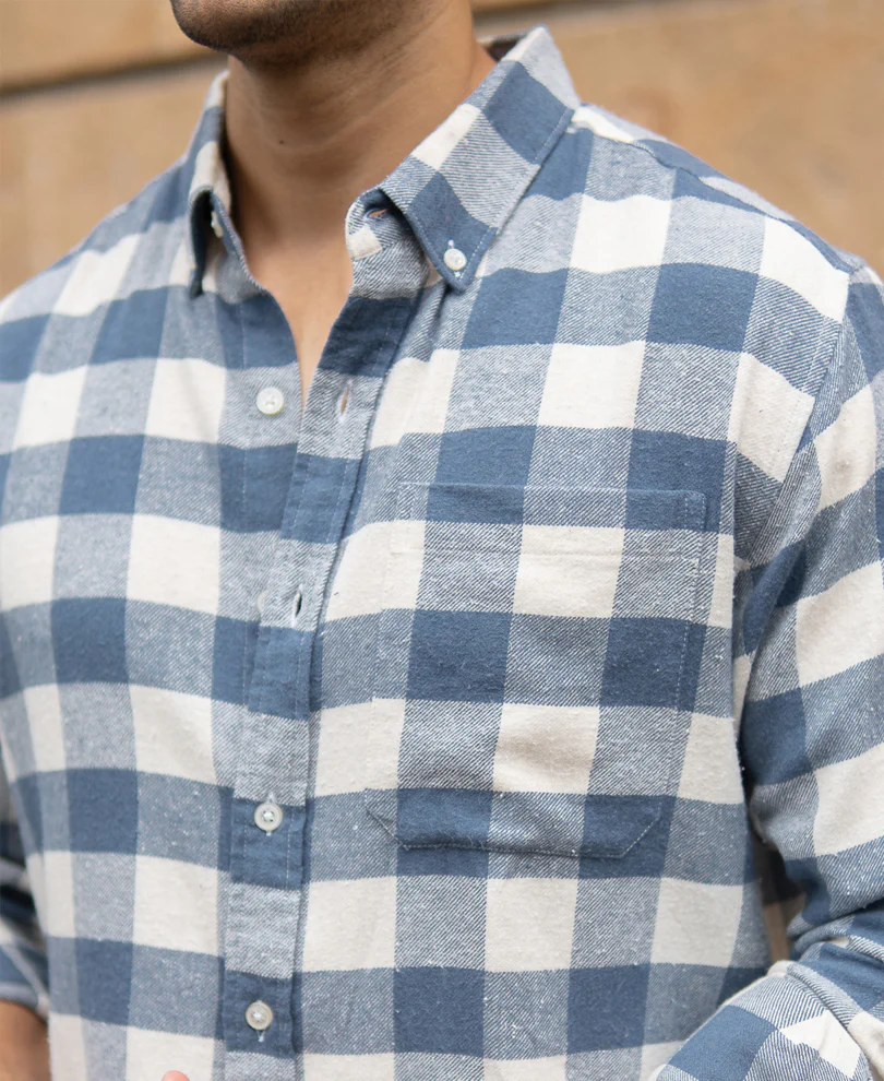 Dark Sky Checks Shirt 100% Cotton - Image 4