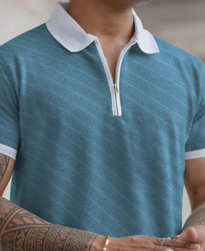 Dark Sky Contrast Polo T-Shirt - Image 3