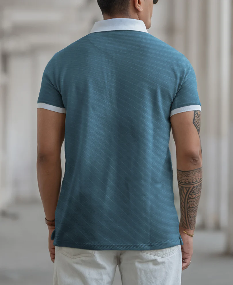 Dark Sky Contrast Polo T-Shirt - Image 4