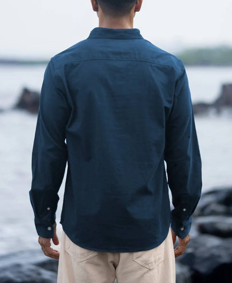 Moonlight Blue Linen Blend Shirt - Image 5