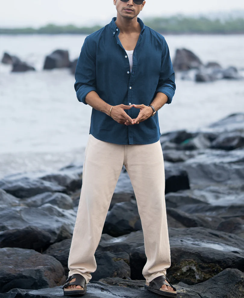 Moonlight Blue Linen Blend Shirt - Image 6