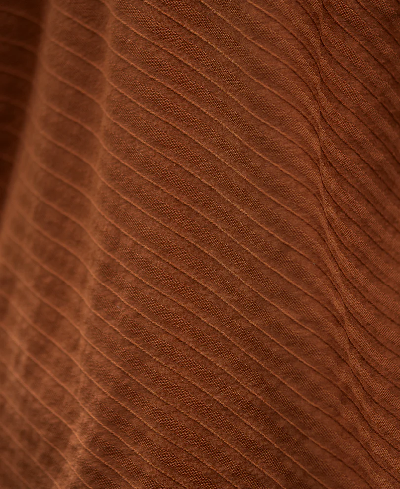 Dark Tan Contrast Collar Zipper T-Shirt - Image 2