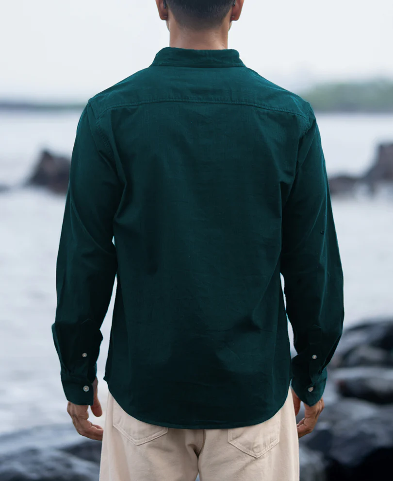 Dark Teal Corduroy Buttondown Shirt 100% Cotton - Image 5