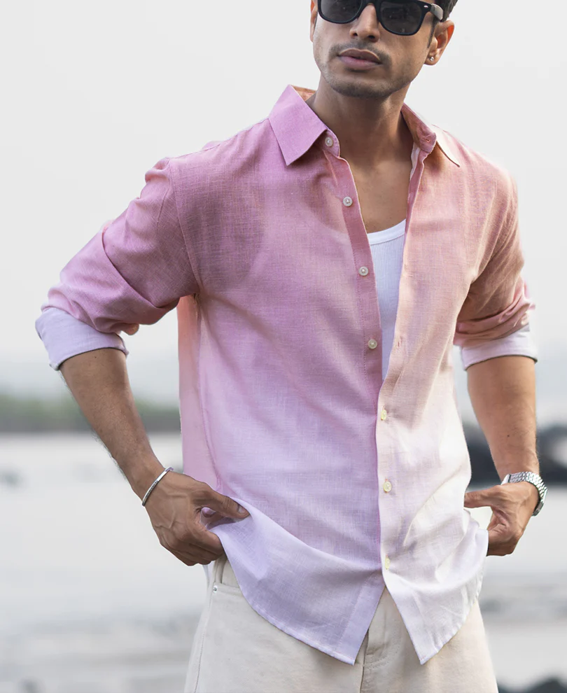 Dusty Pink Lightweight Ombre Shirt 100% Cotton - Image 2