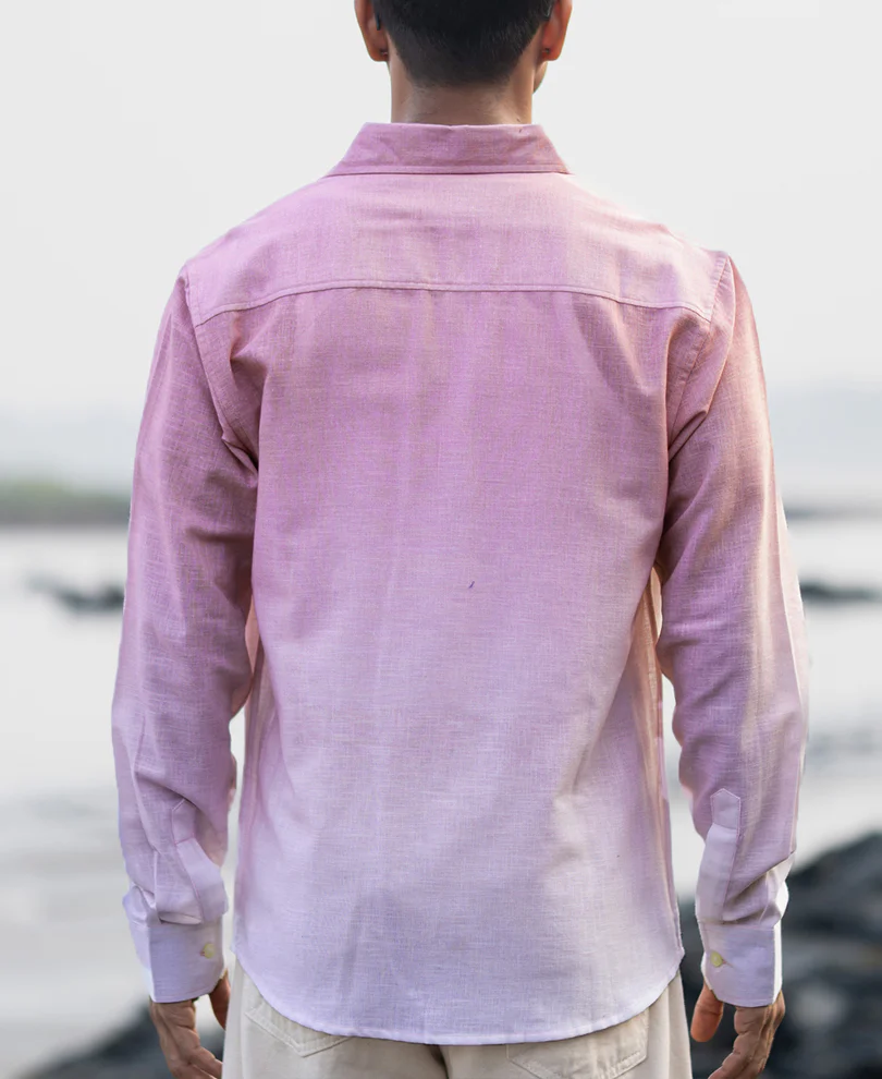Dusty Pink Lightweight Ombre Shirt 100% Cotton - Image 6