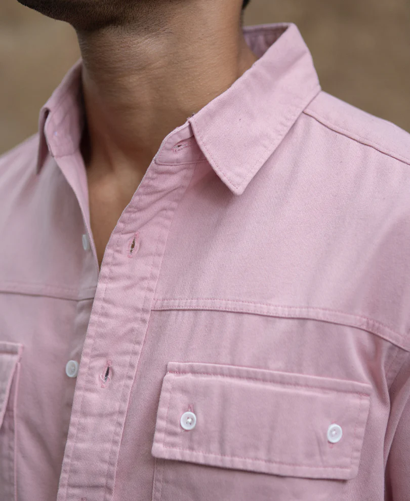 Dusty Pink Structured Overshirt 100% Cotton - Image 5