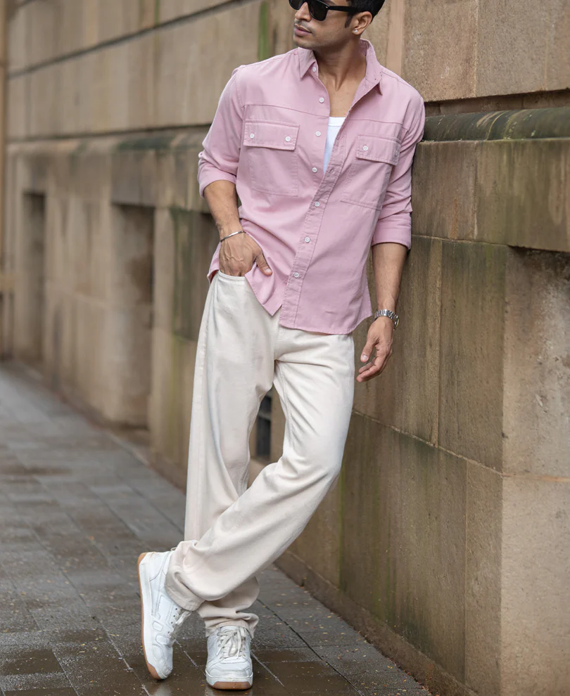 Dusty Pink Structured Overshirt 100% Cotton - Image 7