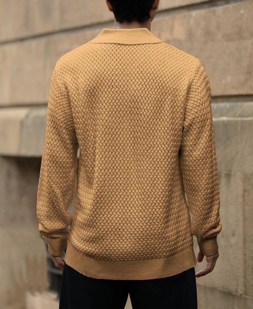 Dusty Yellow Knit Polo T-Shirt 100% Cotton - Image 4