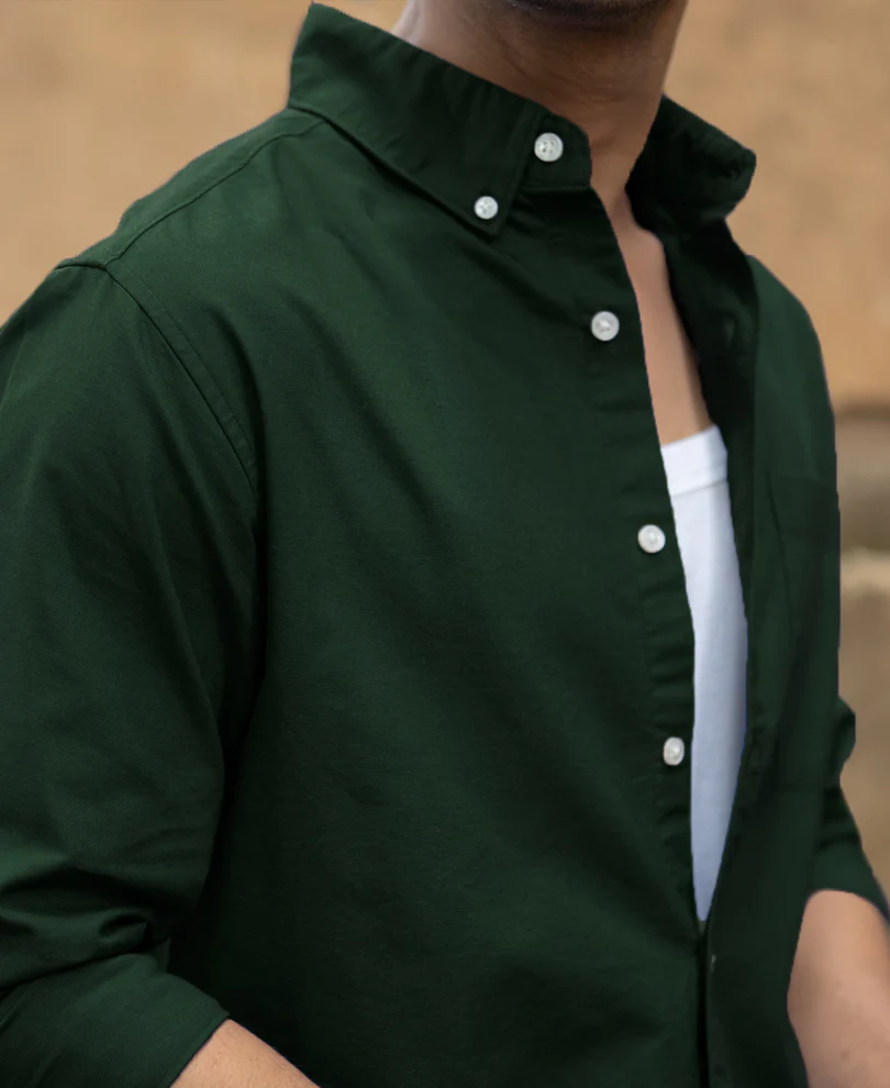Emerald Green Oxford Shirt 100% Cotton - Image 4