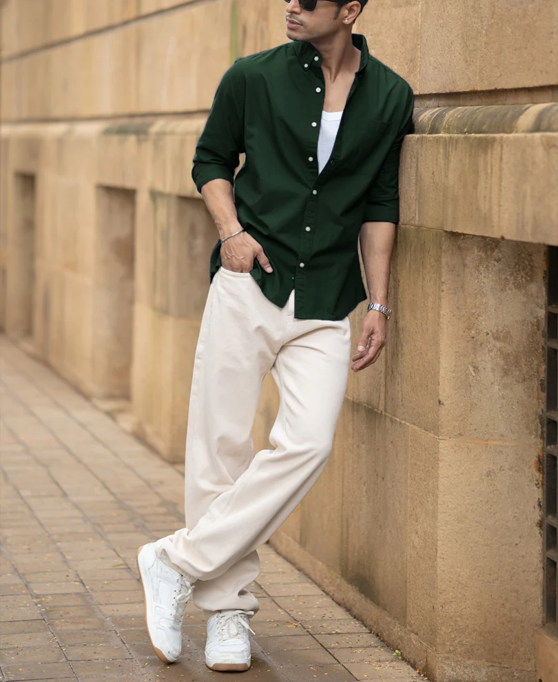 Emerald Green Oxford Shirt 100% Cotton - Image 7