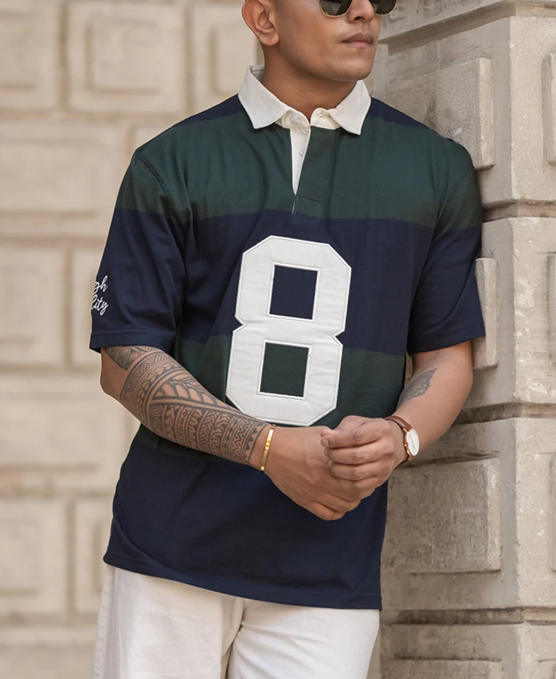 Green Embroidered Stripe T-Shirt 100% Cotton - Image 3