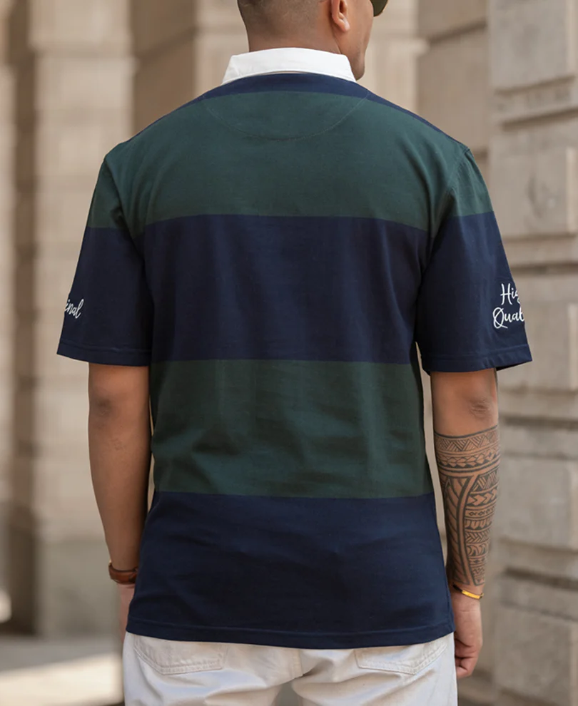 Green Embroidered Stripe T-Shirt 100% Cotton - Image 5