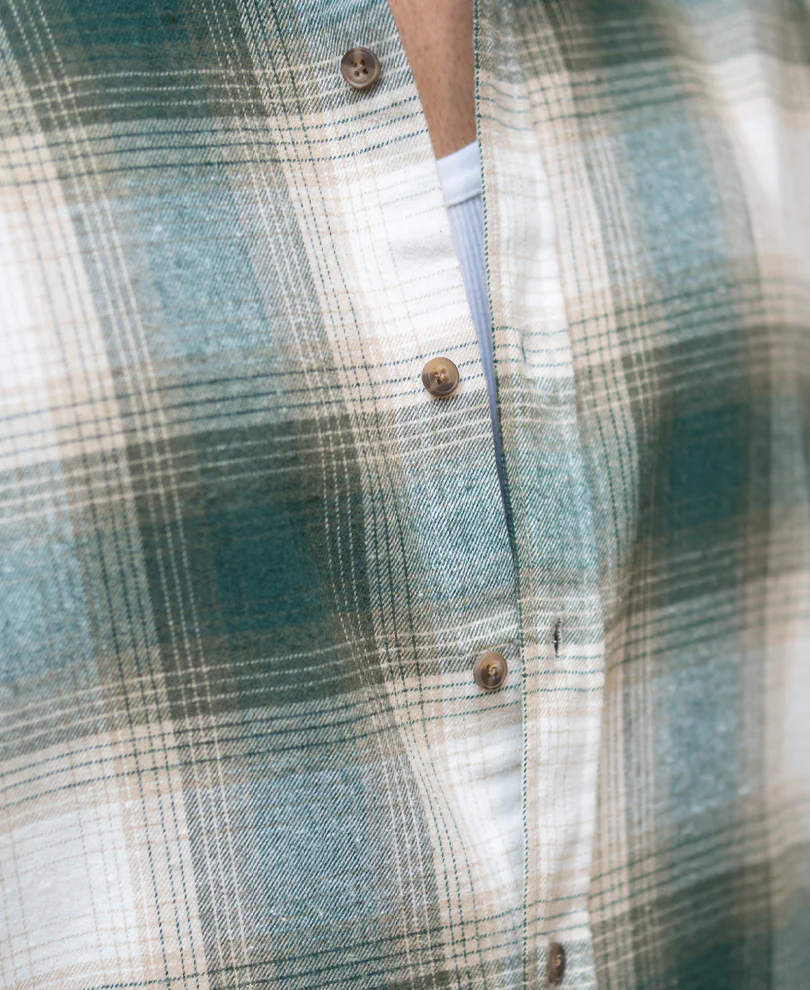 Green & Beige Flannel Checks Shirt - Image 5