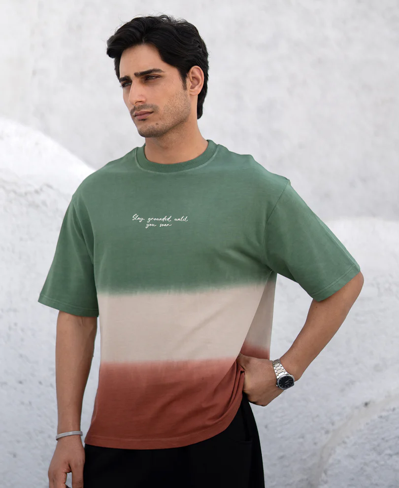 Green & Brown Ombre T-Shirt 100% Cotton - Image 2