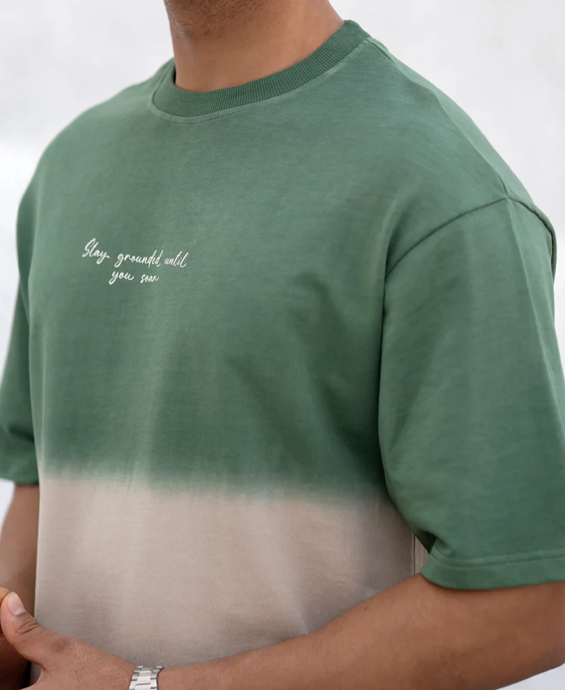 Green & Brown Ombre T-Shirt 100% Cotton - Image 5