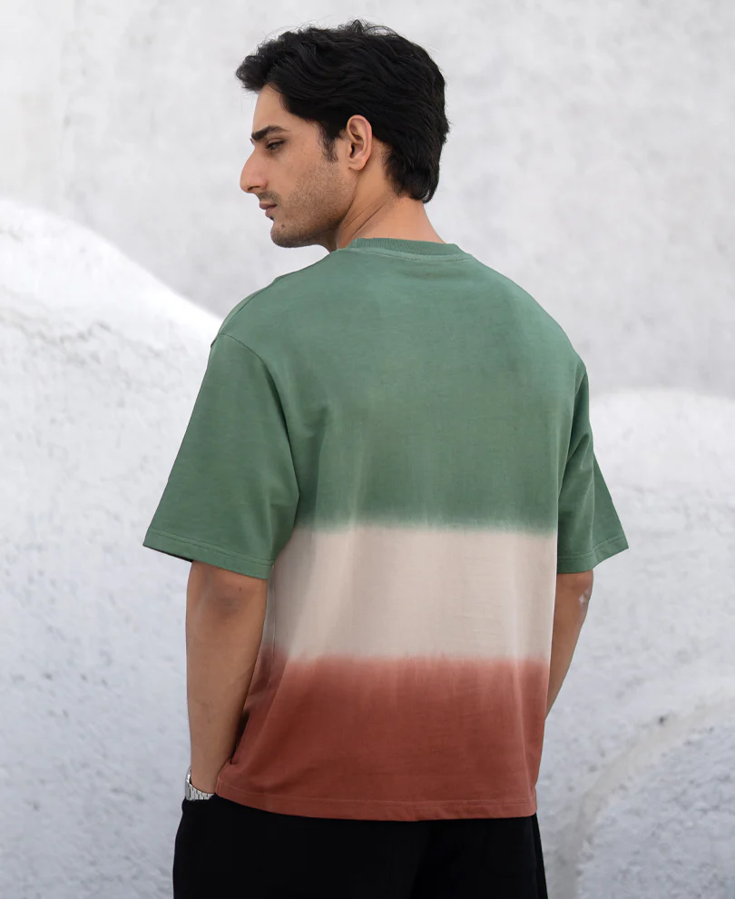 Green & Brown Ombre T-Shirt 100% Cotton - Image 6