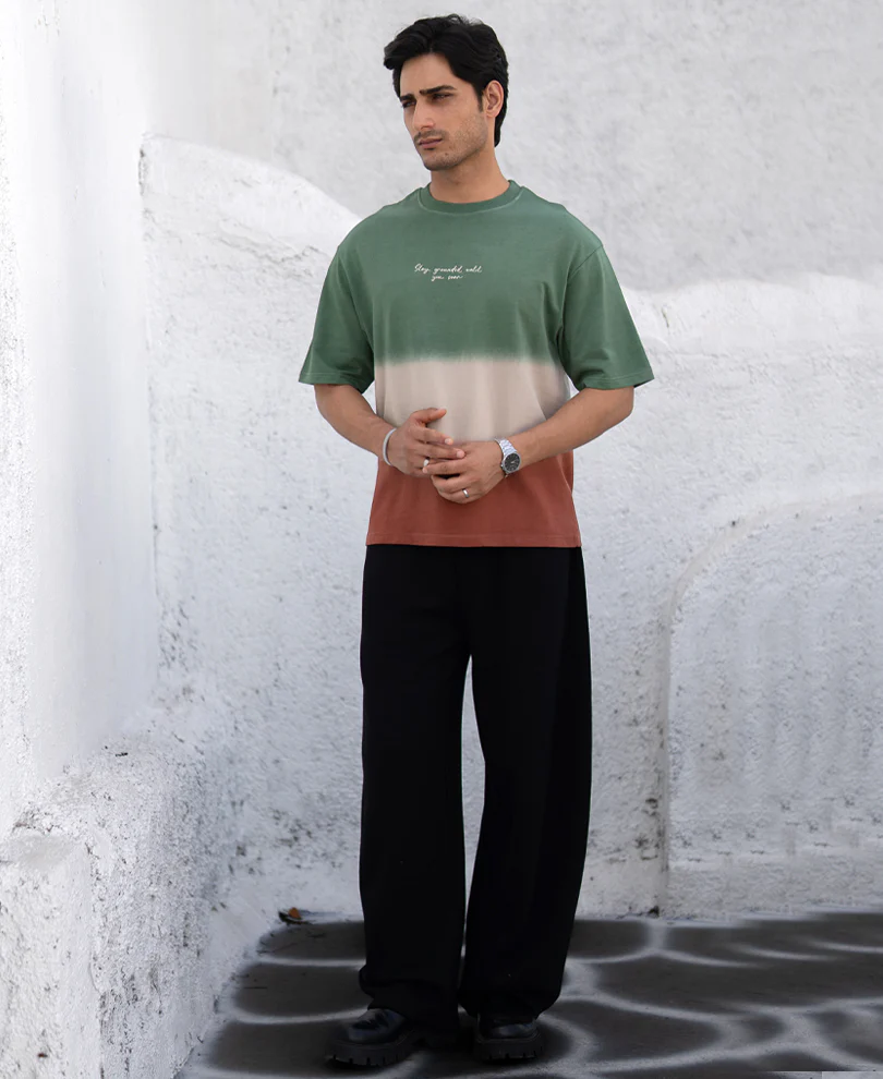 Green & Brown Ombre T-Shirt 100% Cotton - Image 7