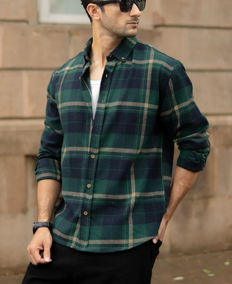 Green Button Down Checks Shirt - Image 2