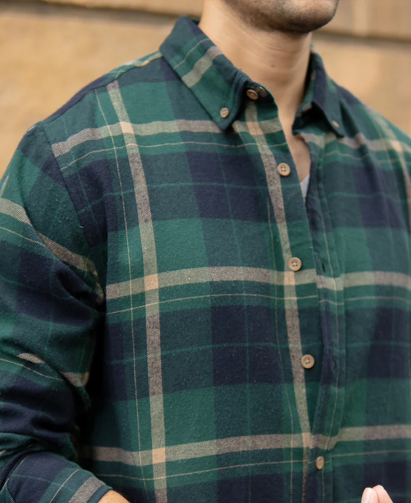 Green Button Down Checks Shirt - Image 4