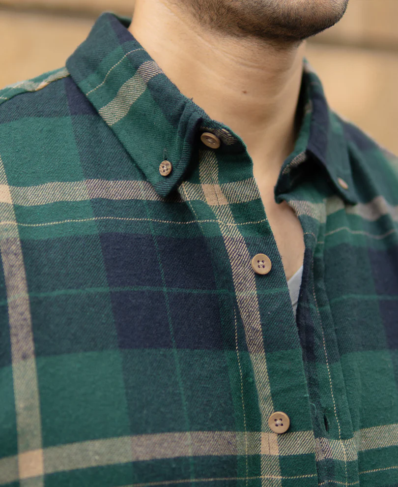 Green Button Down Checks Shirt - Image 5