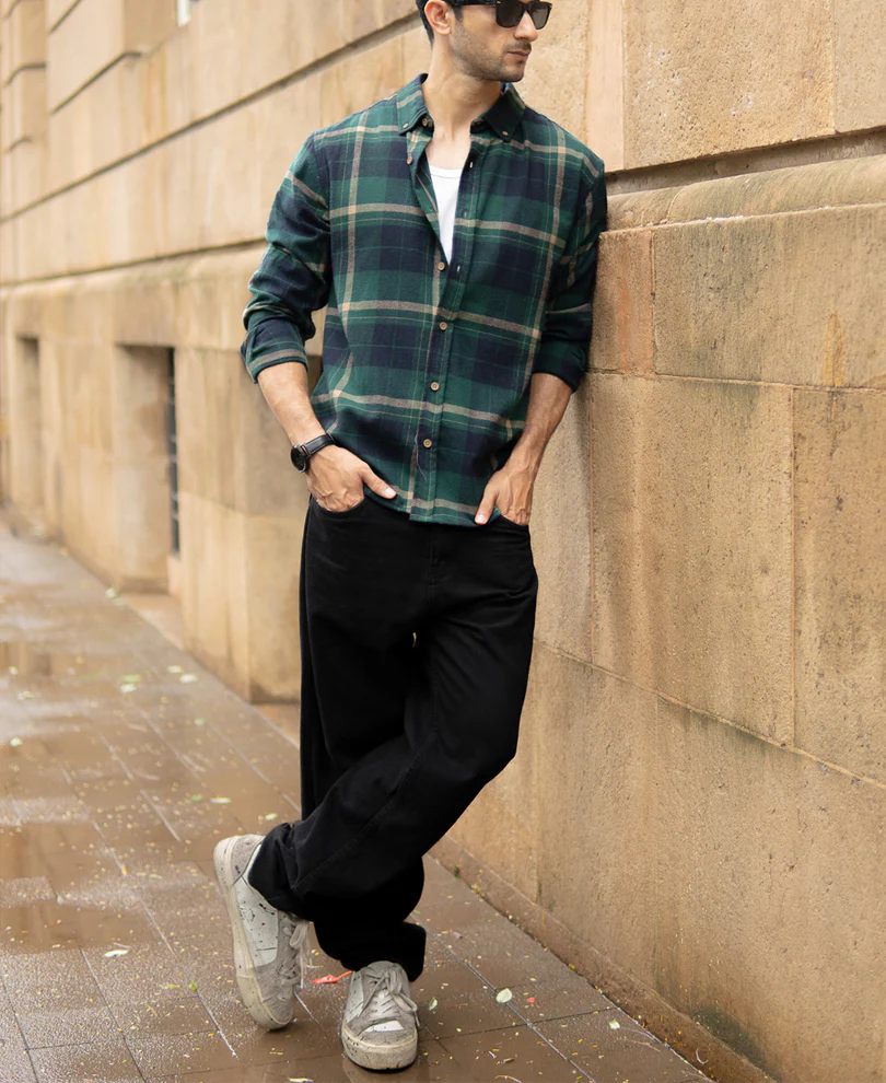 Green Button Down Checks Shirt - Image 7