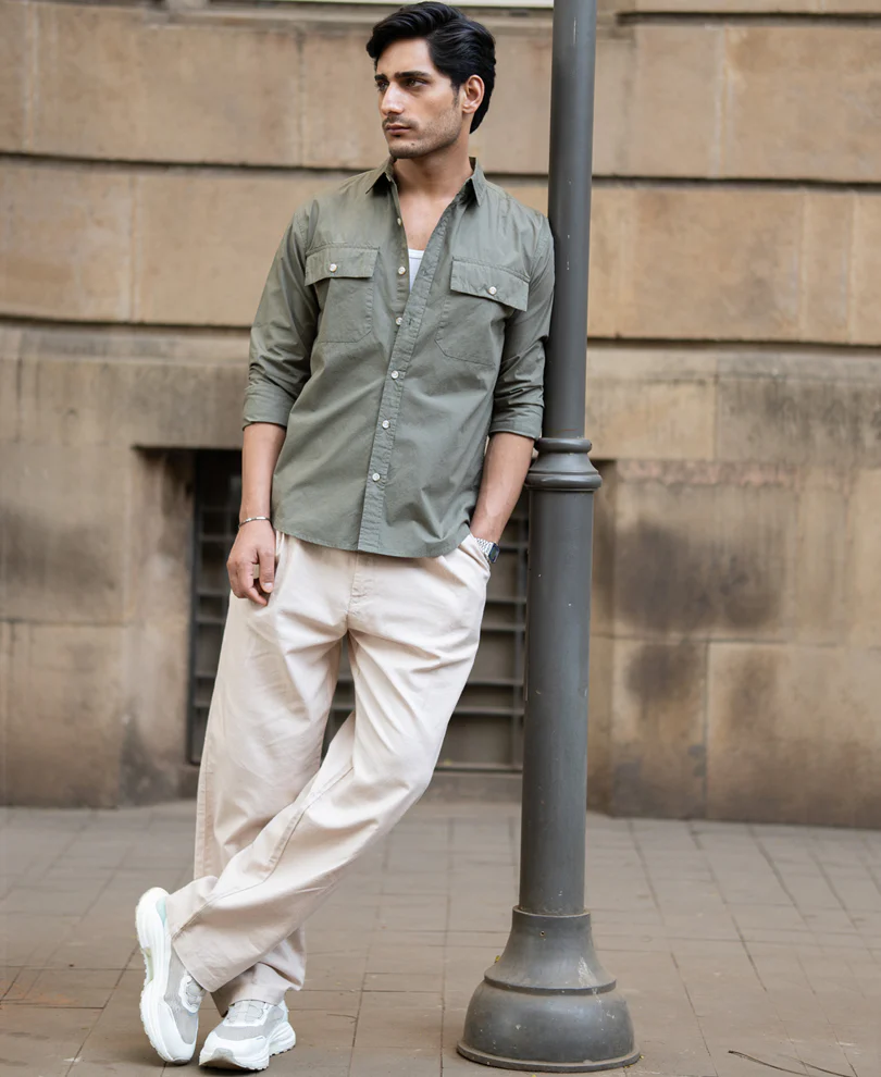 Green Double Pocket Lightweight Shirt 100% Cotton - Image 6