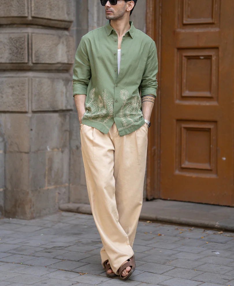 Green Embroidered Lightweight Shirt. - Image 7