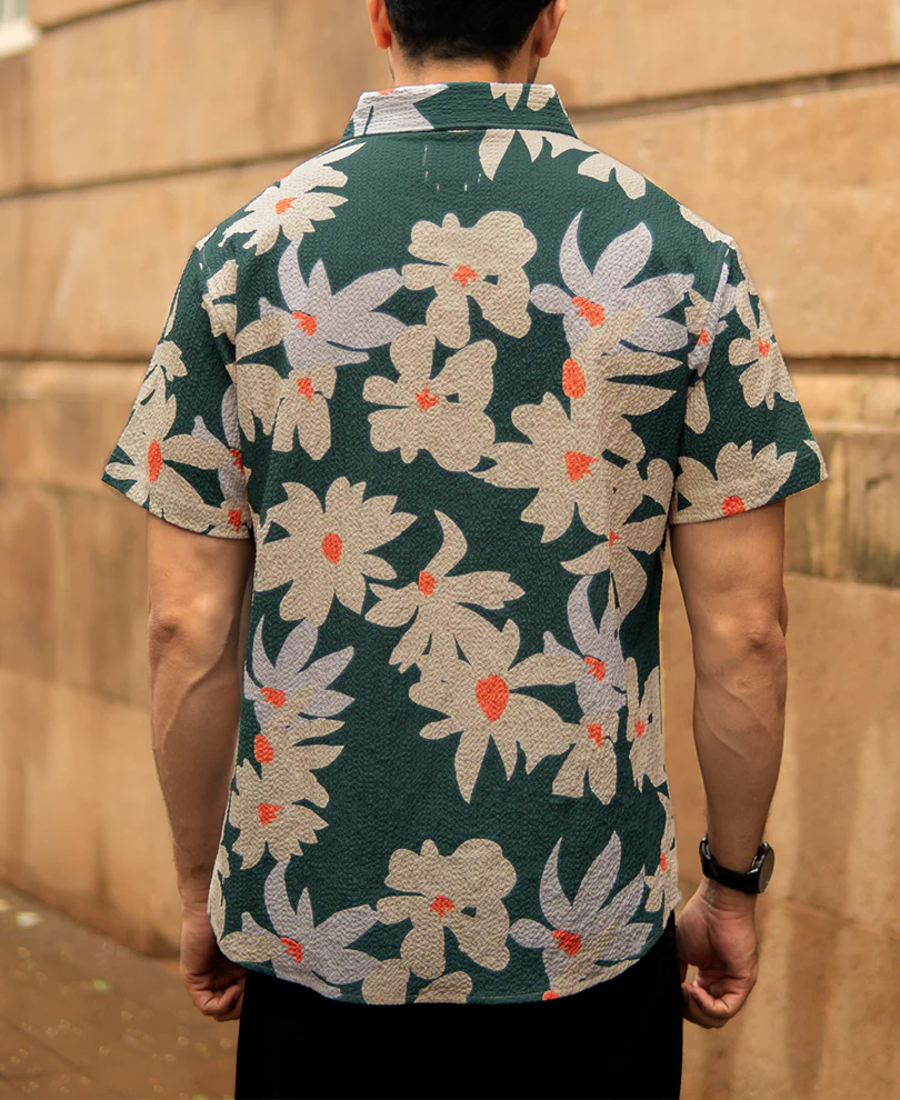 Green Floral Structured Shirt - Image 5