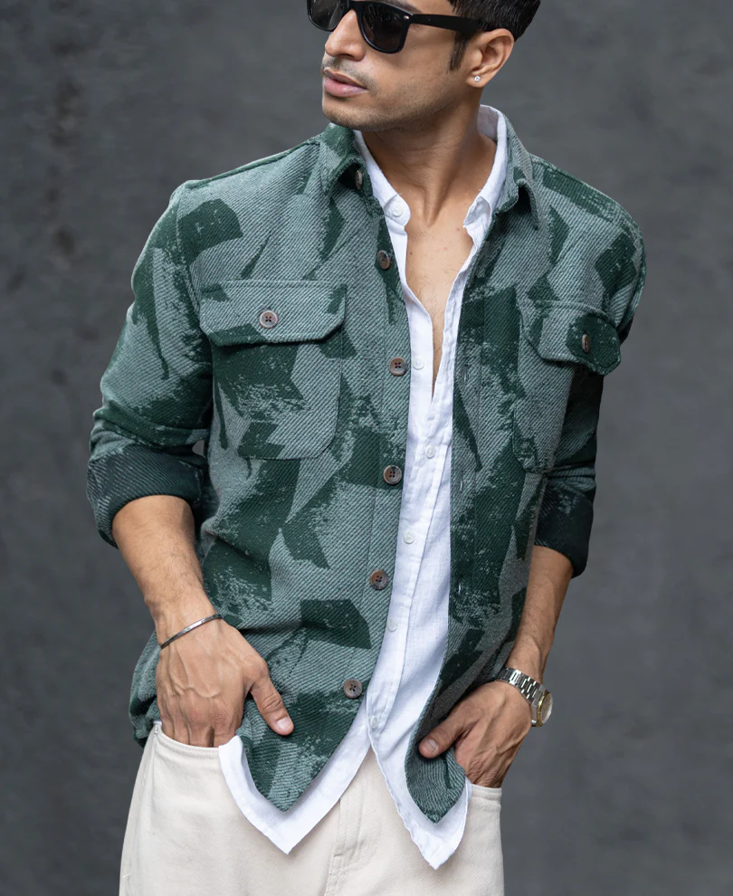 Green Jacquard Overshirt - Image 2