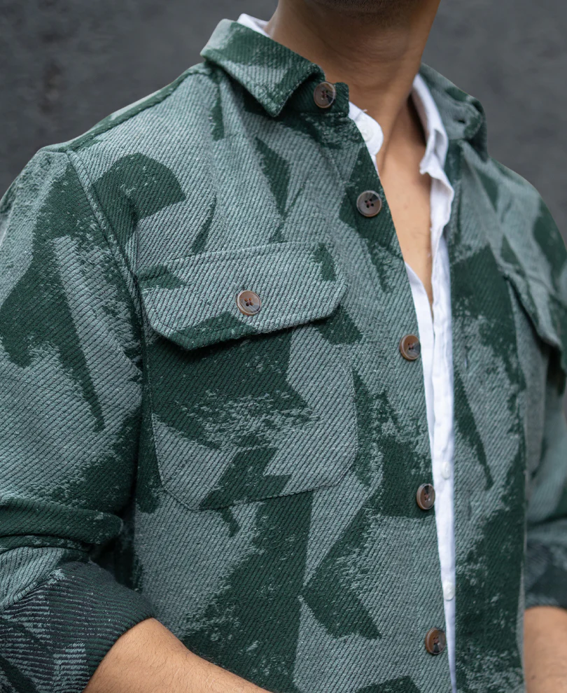 Green Jacquard Overshirt - Image 3