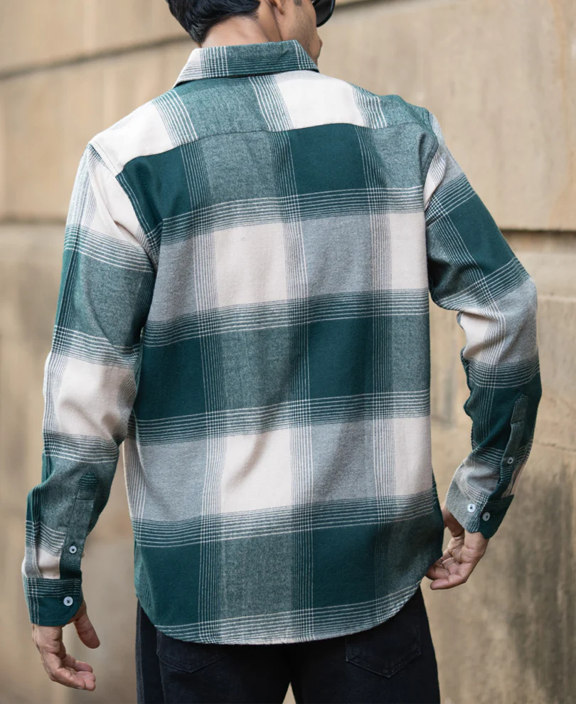 Green Lightweight Flannel Check Shirt - Image 6