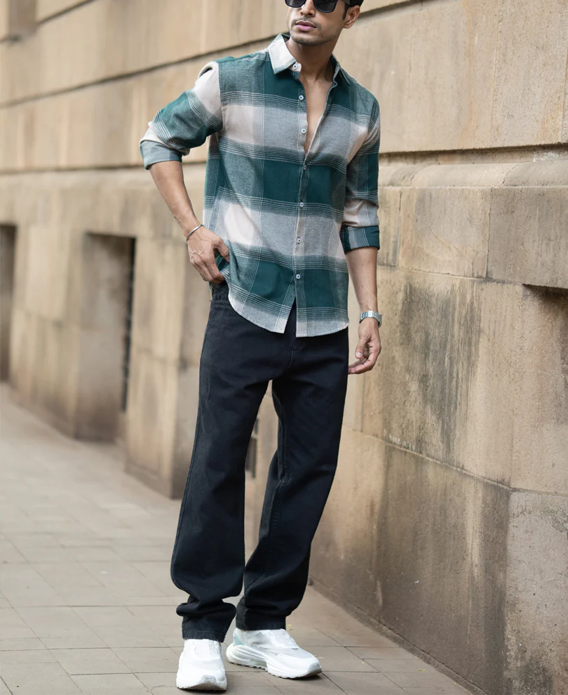 Green Lightweight Flannel Check Shirt - Image 7