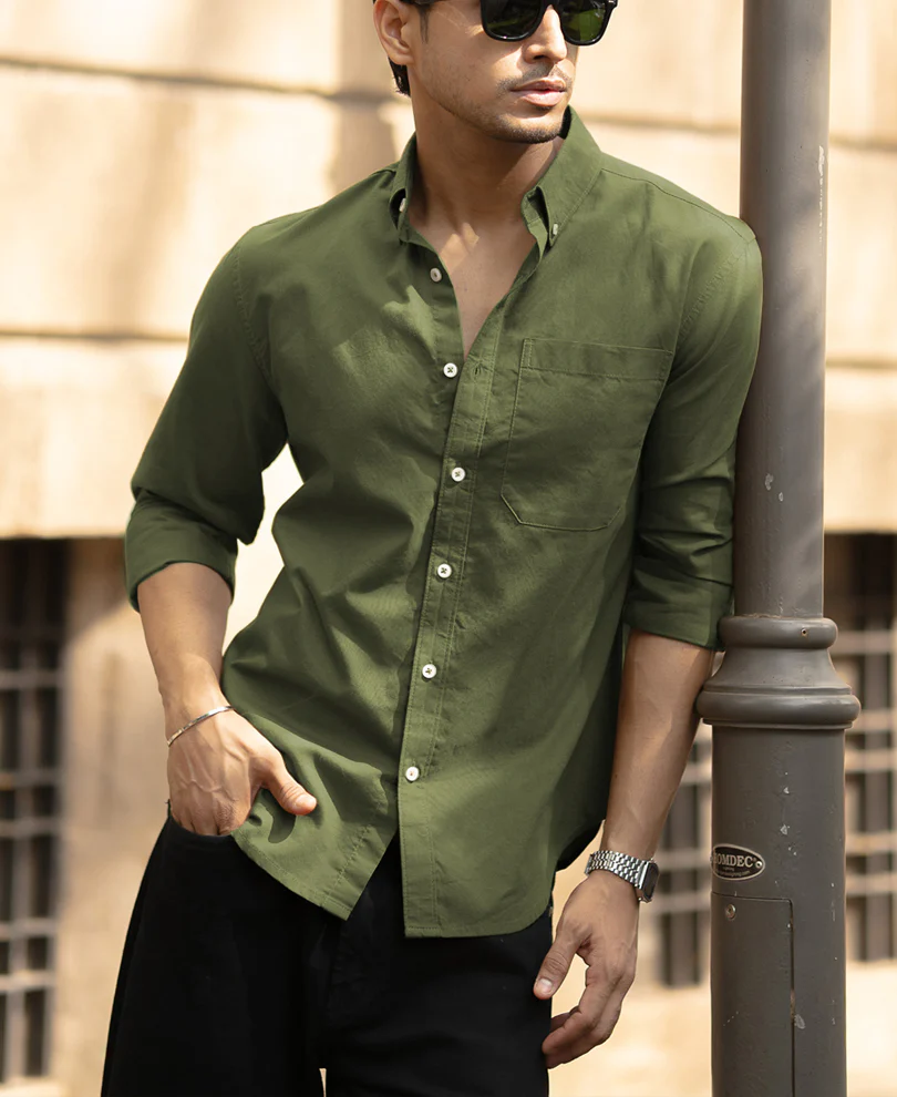 Green Lightweight Shirt 100% Cotton - Image 2