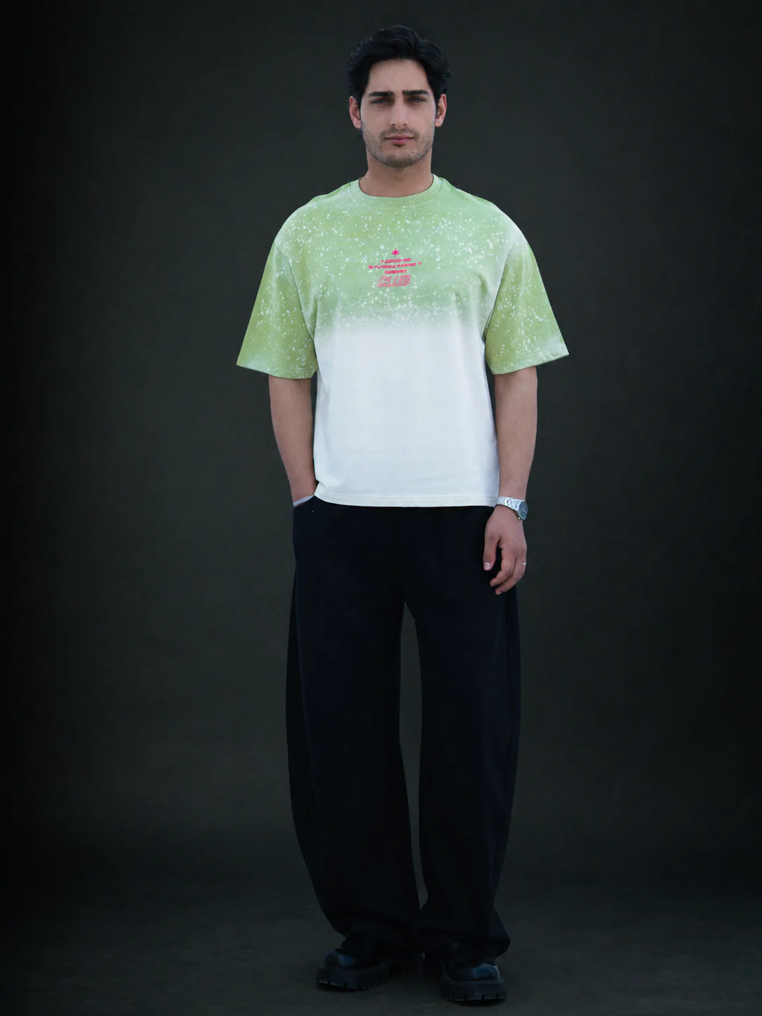 Green Ombre Graphic T-Shirt 100% Cotton - Image 7
