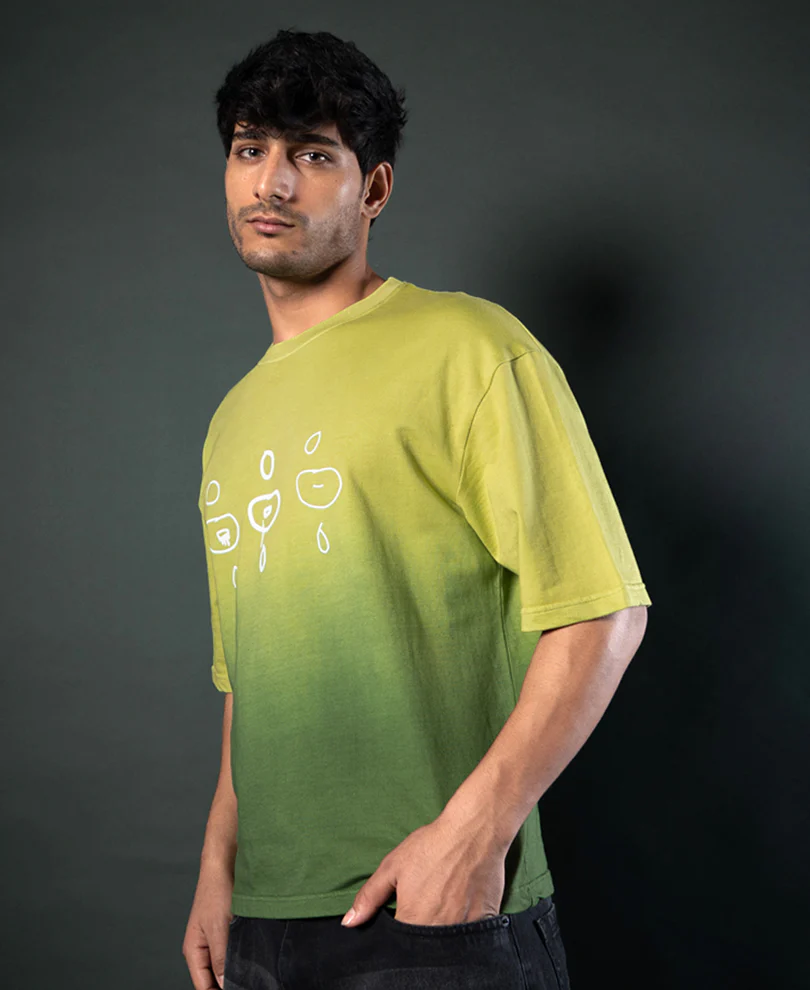 Green Ombre Print T-Shirt 100% Cotton - Image 3